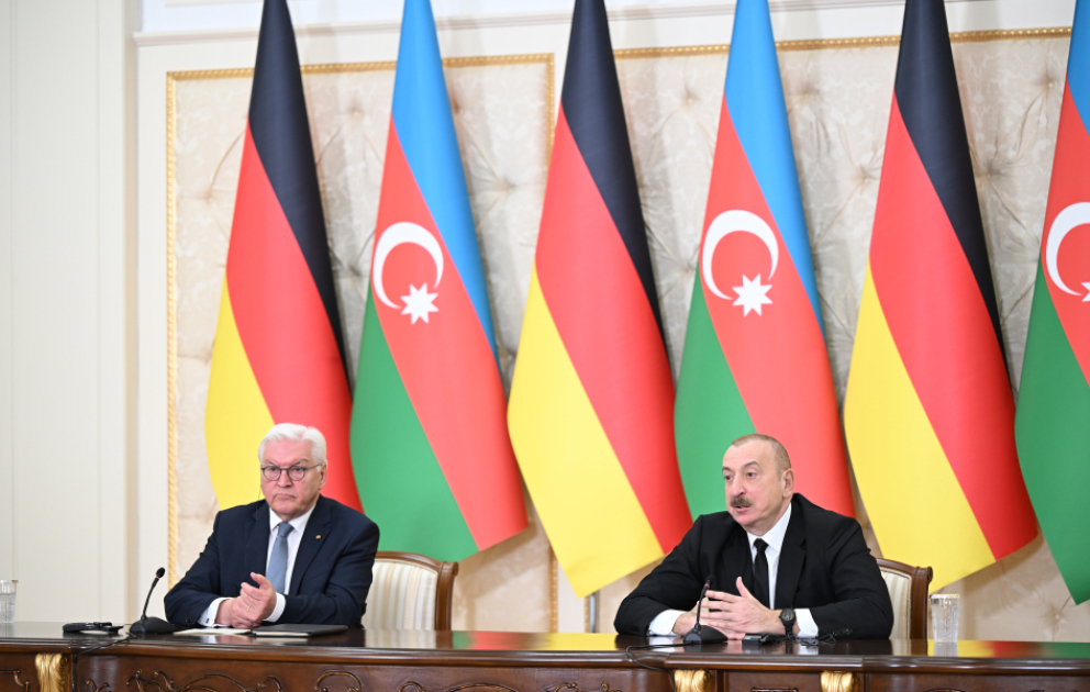 Presidents of Azerbaijan and Germany made press statements VIDEO