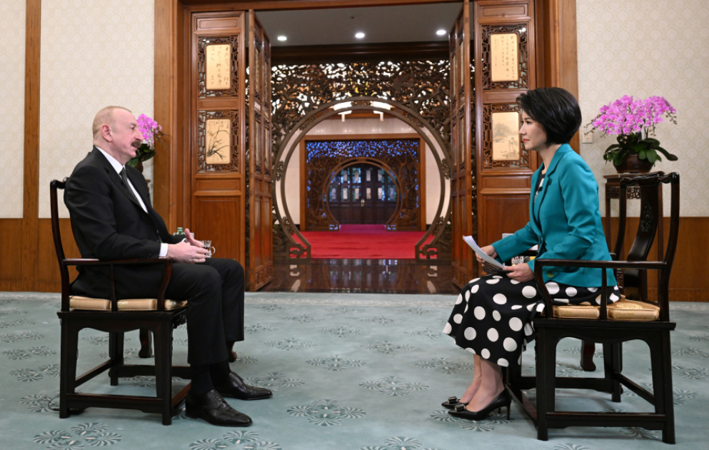 Prezident İlham Əliyev Pekində Çinin CGTN telekanalına müsahibə verib VİDEO