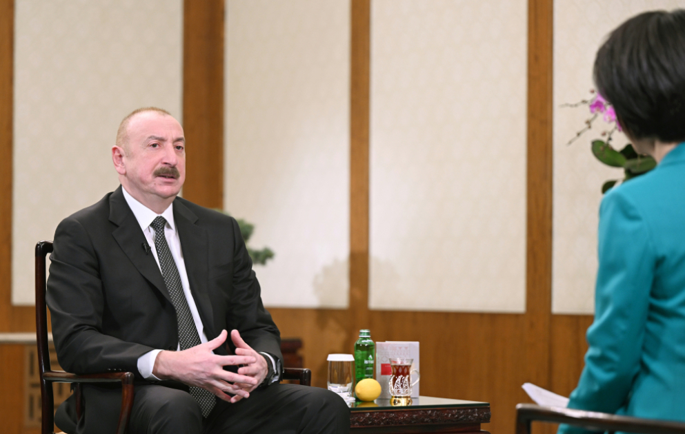 Prezident İlham Əliyev Pekində Çinin CGTN telekanalına müsahibə verib YENİLƏNİB  VİDEO