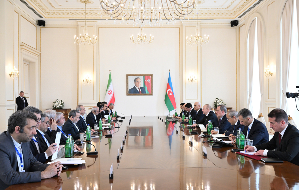 President of Azerbaijan Ilham Aliyev held expanded meeting with President of Iran Masoud Pezeshkian VIDEO