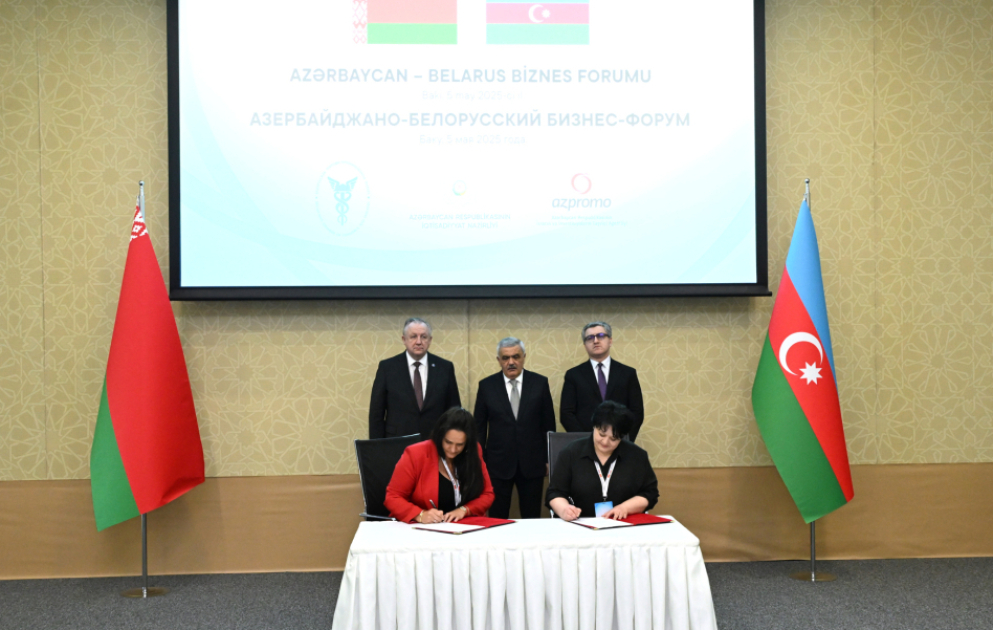 Azərbaycan-Belarus biznes-forumu çərçivəsində bir sıra sənədlər imzalanıb VİDEO