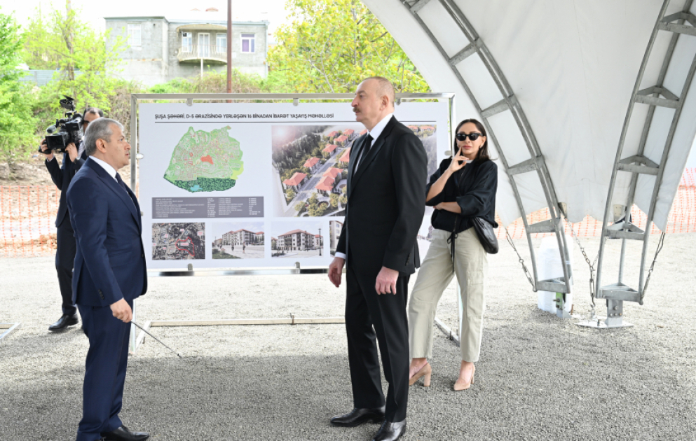 Şuşada inşa ediləcək dördüncü yaşayış kompleksinin təməli qoyulub YENİLƏNİB VİDEO