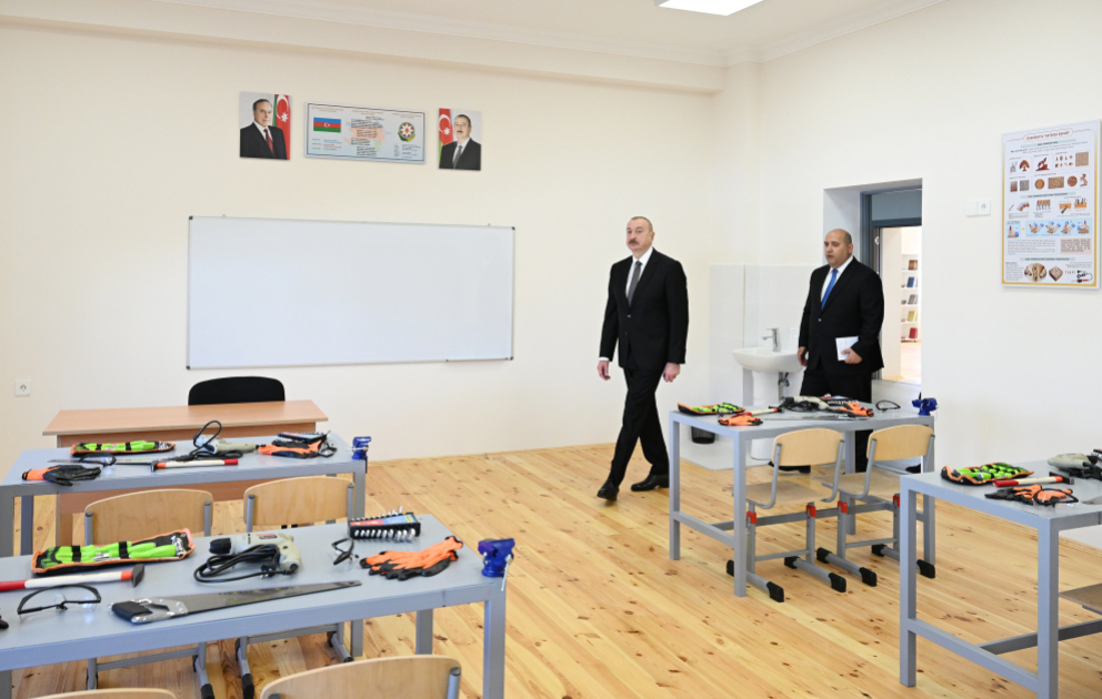 Prezident İlham Əliyev Ağdamda Kəngərli kənd tam orta məktəbinin binasının açılışında iştirak edib VİDEO