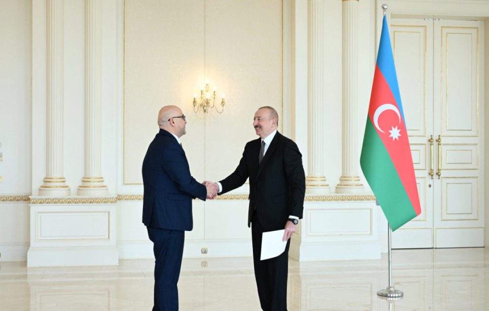 President of Azerbaijan Ilham Aliyev received credentials of incoming ambassador of Palestine VIDEO