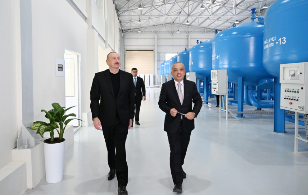 Prezident İlham Əliyev Yevlax şəhəri qumsüzgəc texnologiyalı sutəmizləyici qurğunun açılışında iştirak edib YENİLƏNİB VİDEO