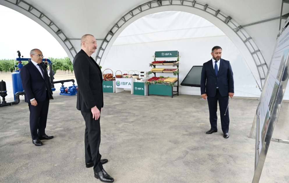 Le président Aliyev participe à l’inauguration de l’agroparc pilote de Yevlakh MİS A JOUR VIDEO