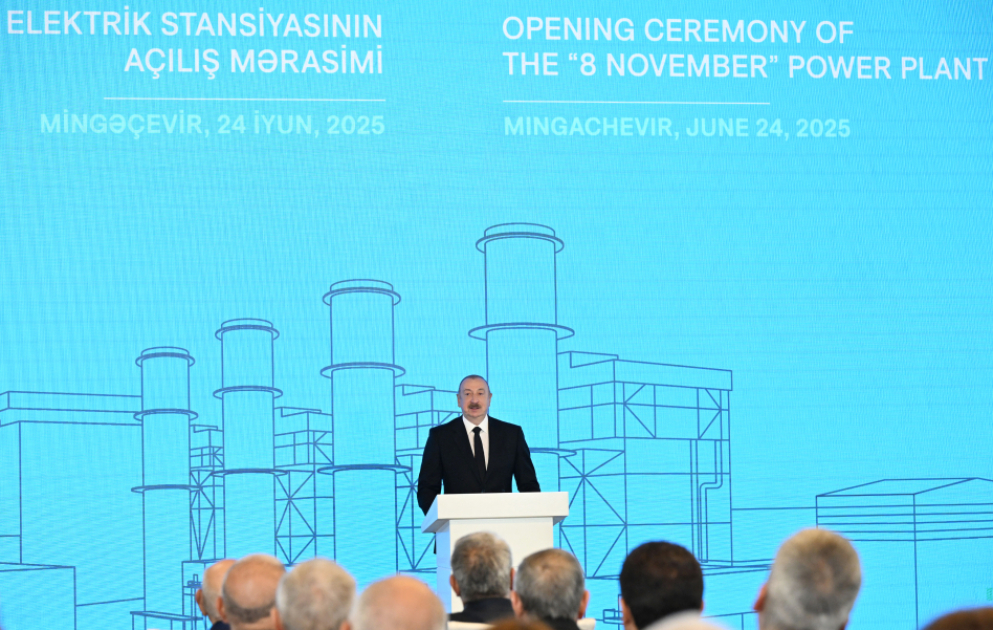 Mingəçevirdə “8 Noyabr” Elektrik Stansiyasının açılış mərasimi keçirilib YENİLƏNİB - 4 VİDEO