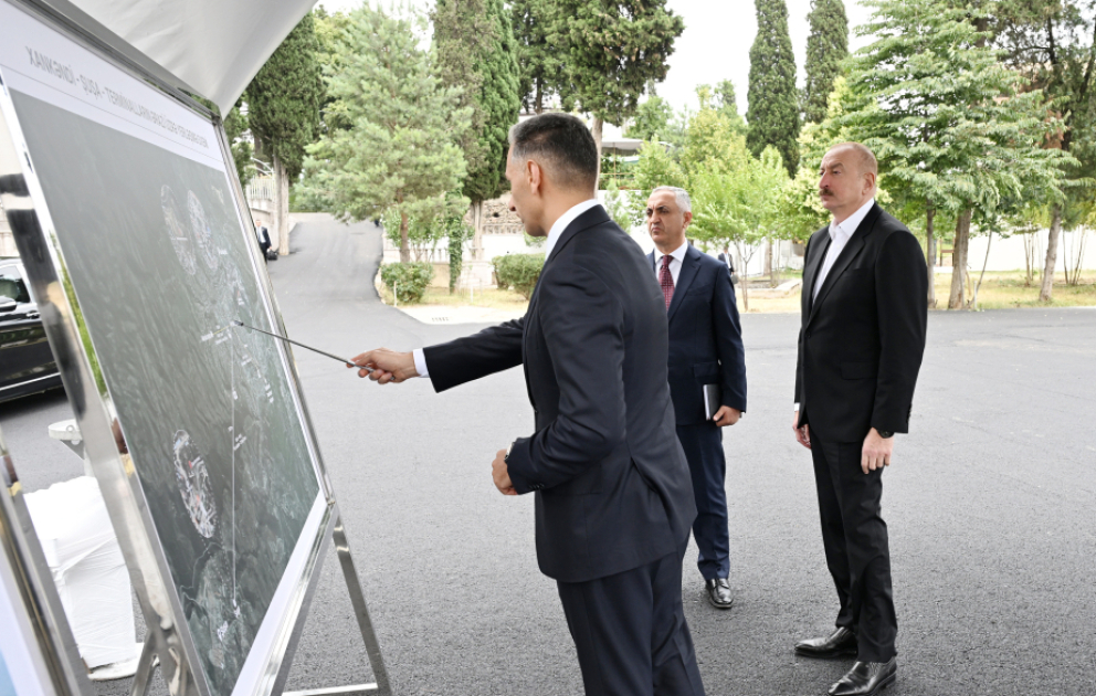 Prezident İlham Əliyev Xankəndi-Şuşa kanat yolunun inşası üçün seçilmiş əraziyə baxıb VİDEO