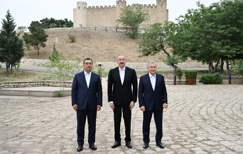 Azərbaycan, Özbəkistan və Qırğızıstan prezidentləri Ağdamda Şahbulaq qalasında olublar VİDEO