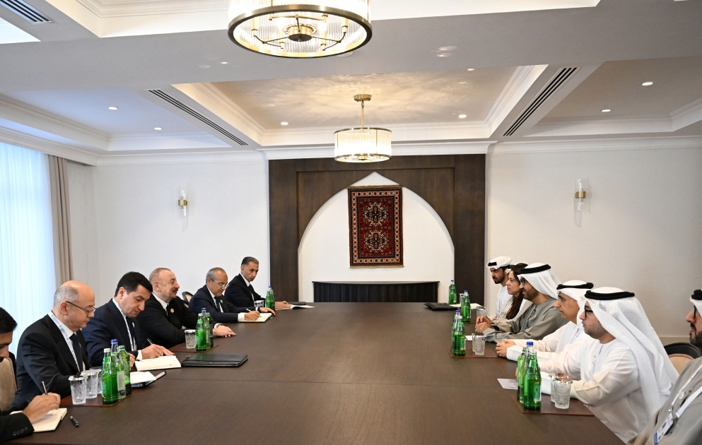 President of Azerbaijan Ilham Aliyev received UAE Minister of Industry and Advanced Technology in Khankendi VIDEO