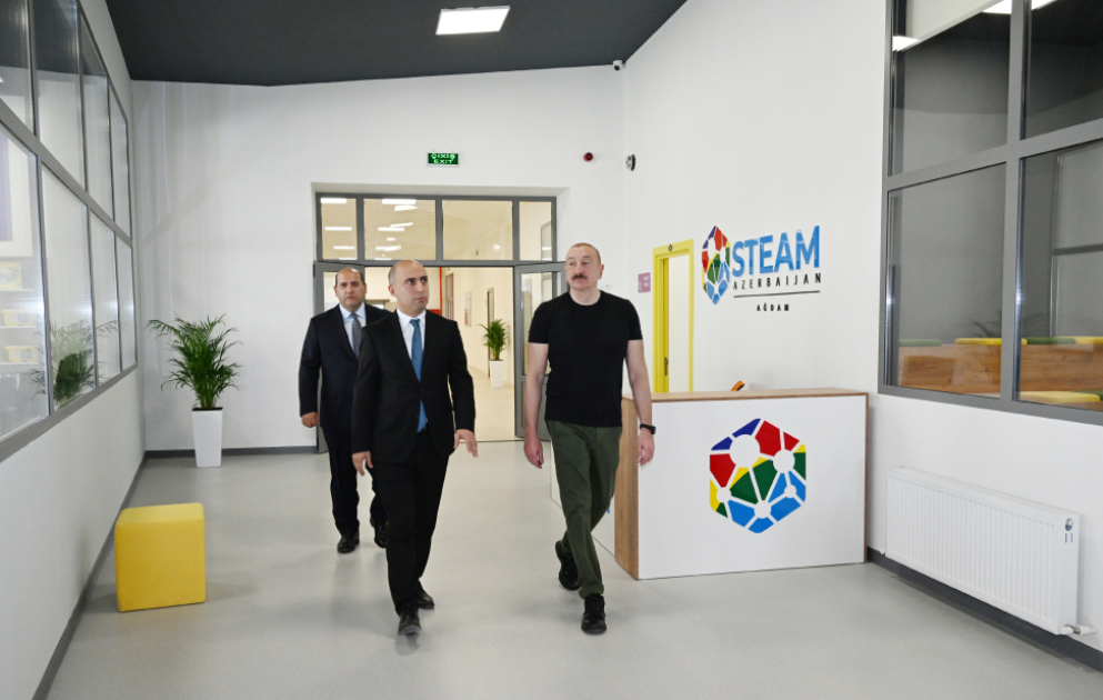 Präsident Ilham Aliyev weiht Schule Nr. 1 in der Stadt Aghdam ein VIDEO