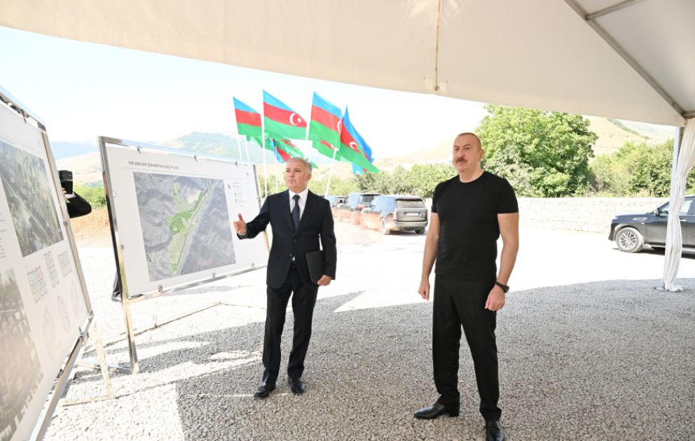 President Ilham Aliyev laid foundation stone for 3rd residential complex in Kalbajar VIDEO