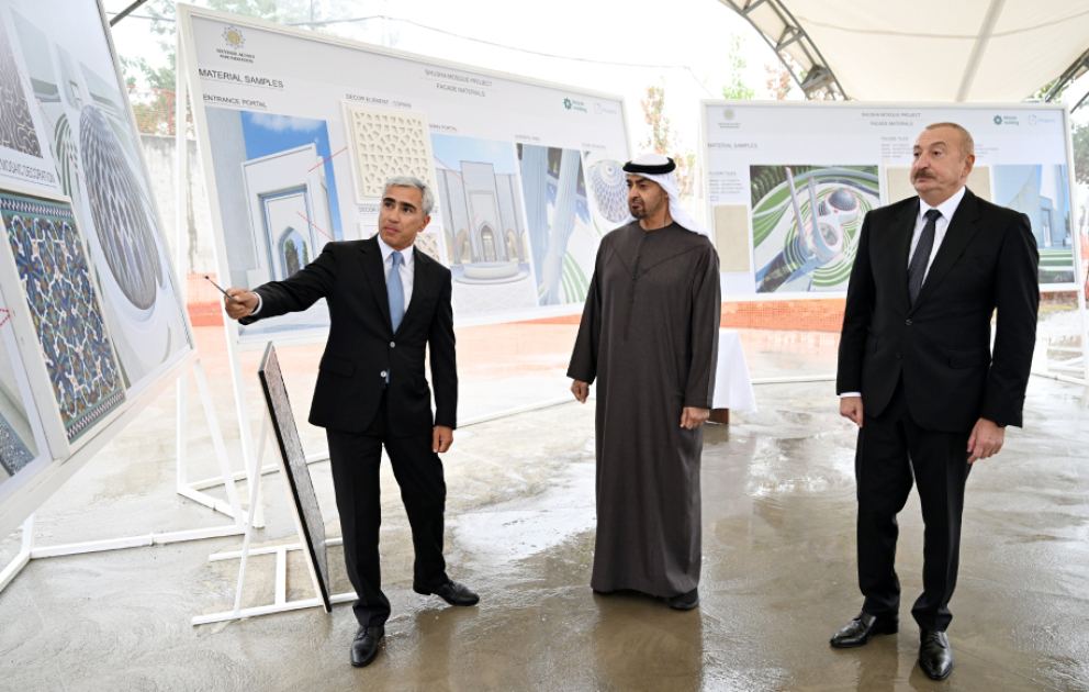 Prezident İlham Əliyev və Prezident Şeyx Məhəmməd bin Zayed Al Nəhyan Yeni Şuşa məscidində tikinti işlərinin gedişi ilə tanış olublar VİDEO