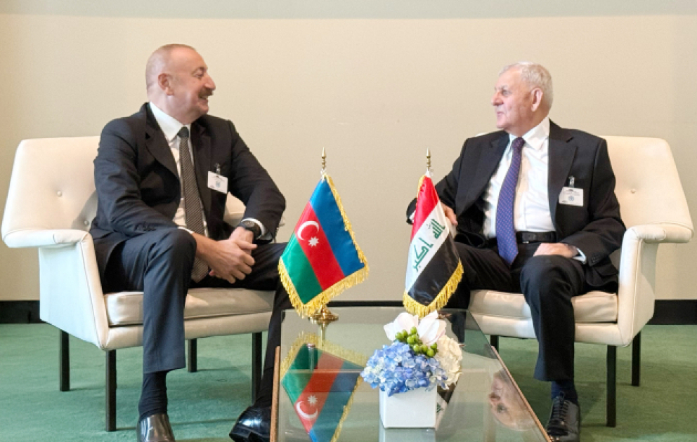 President of Azerbaijan Ilham Aliyev met with President of Iraq at UN headquarters in New York VIDEO