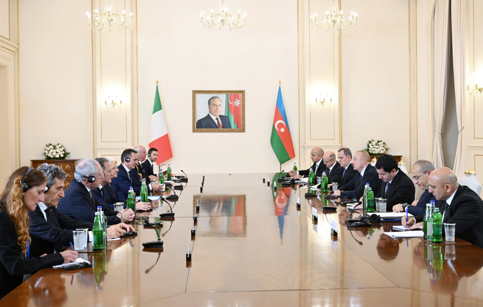 Azərbaycan Prezidenti İlham Əliyevin İtaliya Prezidenti Sercio Mattarella ilə geniş tərkibdə görüşü olub YENİLƏNİB-3 VİDEO
