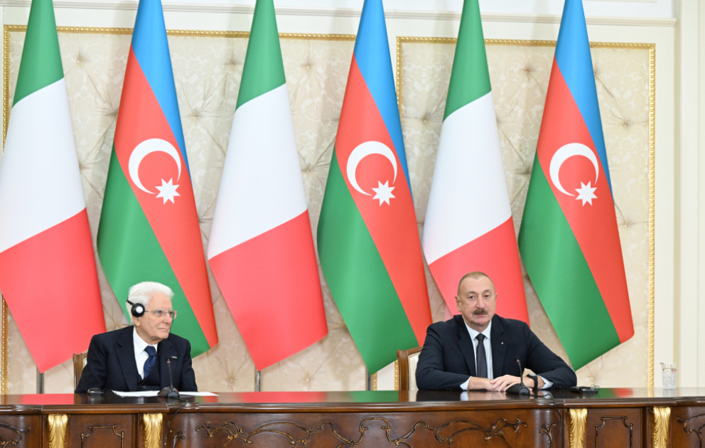 Azərbaycan və İtaliya prezidentləri mətbuata bəyanatlarla çıxış ediblər YENİLƏNİB-2 VİDEO