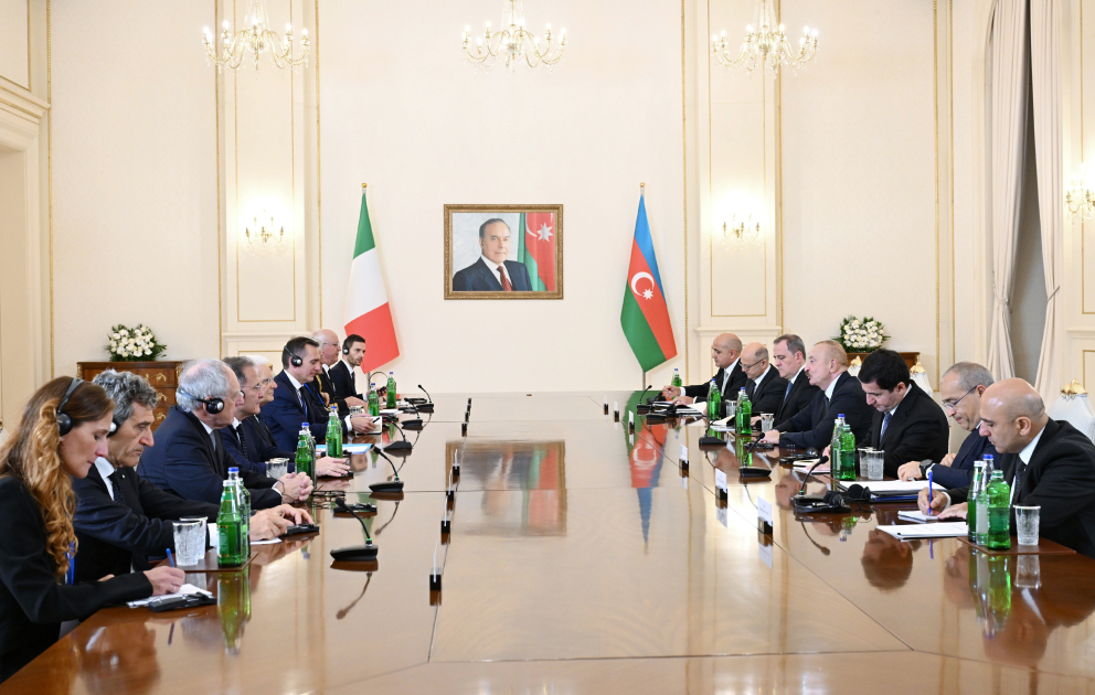 President of Azerbaijan Ilham Aliyev held expanded meeting with President of Italy Sergio Mattarella VIDEO