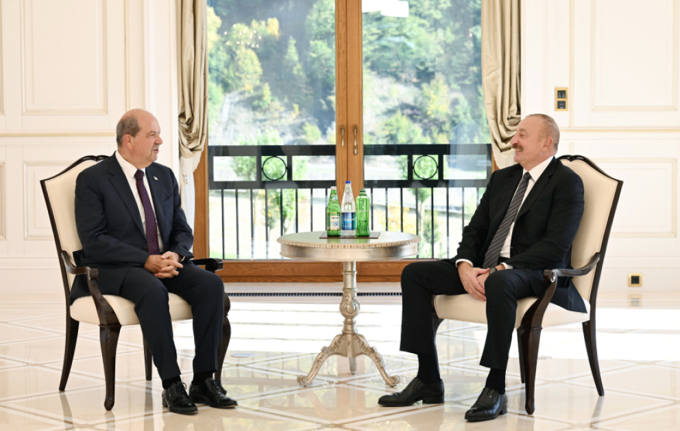 Azərbaycan Prezidenti İlham Əliyev Qəbələdə Şimali Kipr Türk Cümhuriyyətinin Prezidenti ilə görüşüb VİDEO