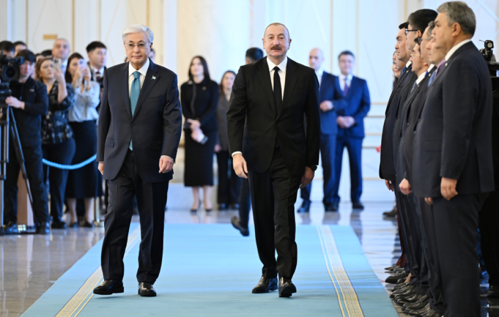 Azərbaycan Prezidenti İlham Əliyevin Astanada rəsmi qarşılanma mərasimi olub YENİLƏNİB  VİDEO