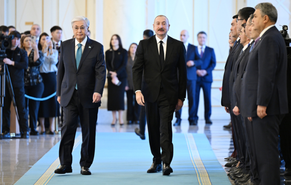 Official welcome ceremony was held for President of Azerbaijan Ilham Aliyev in Astana VIDEO