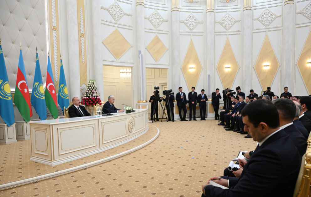 Presidents of Azerbaijan and Kazakhstan delivered press statements VIDEO
