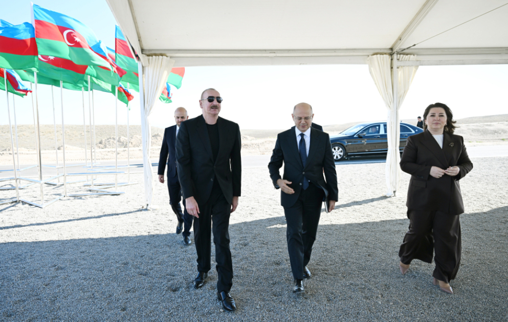 Prezident İlham Əliyev Cəbrayıl rayonunun Şahvəlli kəndində “Şəms” və “Üfüq” Günəş Elektrik stansiyalarının təməlini qoyub VİDEO