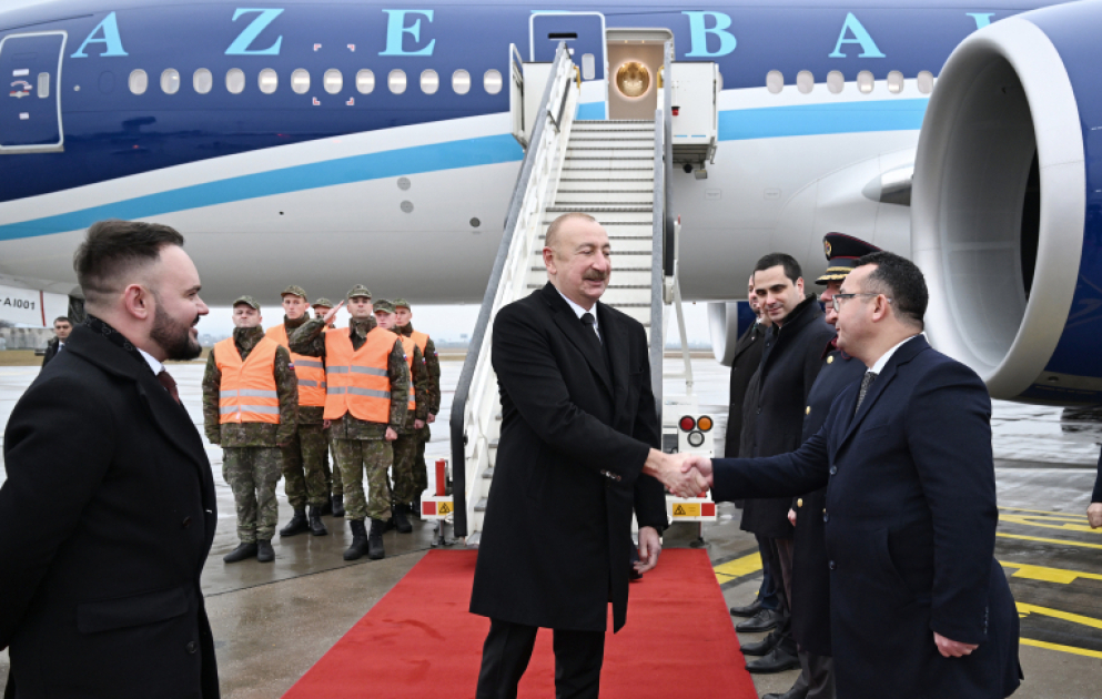 Azərbaycan Prezidenti İlham Əliyev Slovakiyaya rəsmi səfərə gəlib VİDEO
