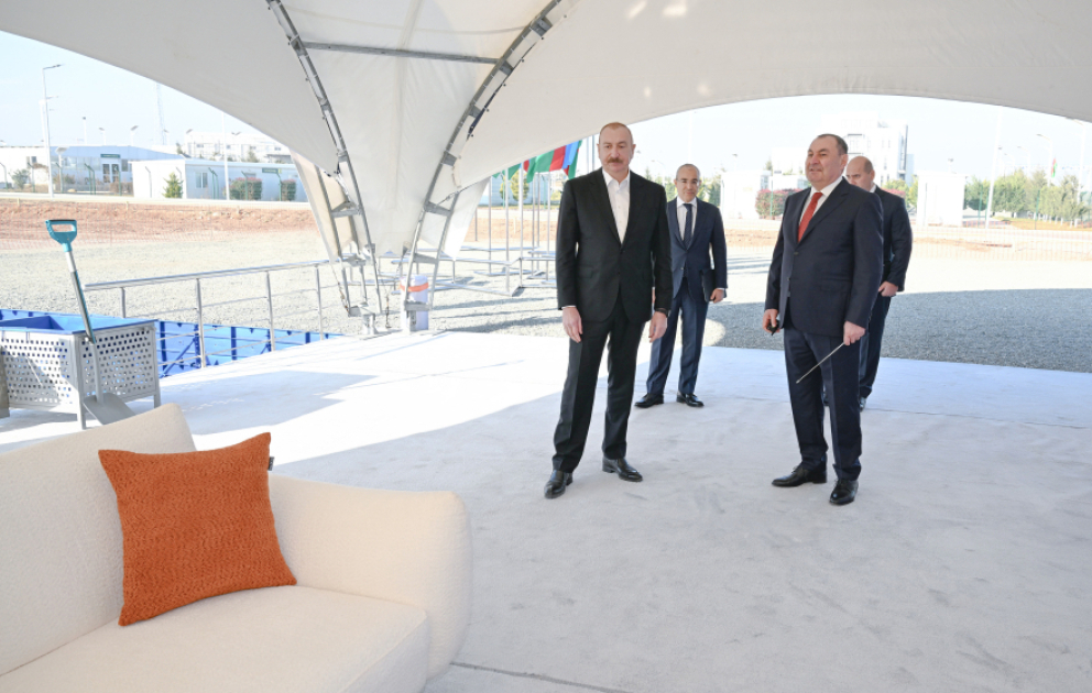 Prezident İlham Əliyev Ağdam Sənaye Parkında “Saloğlu Qarabağ” MMC-nin istehsal müəssisəsinin təməlini qoyub FOTOLAR YENİLƏNİB  VİDEO