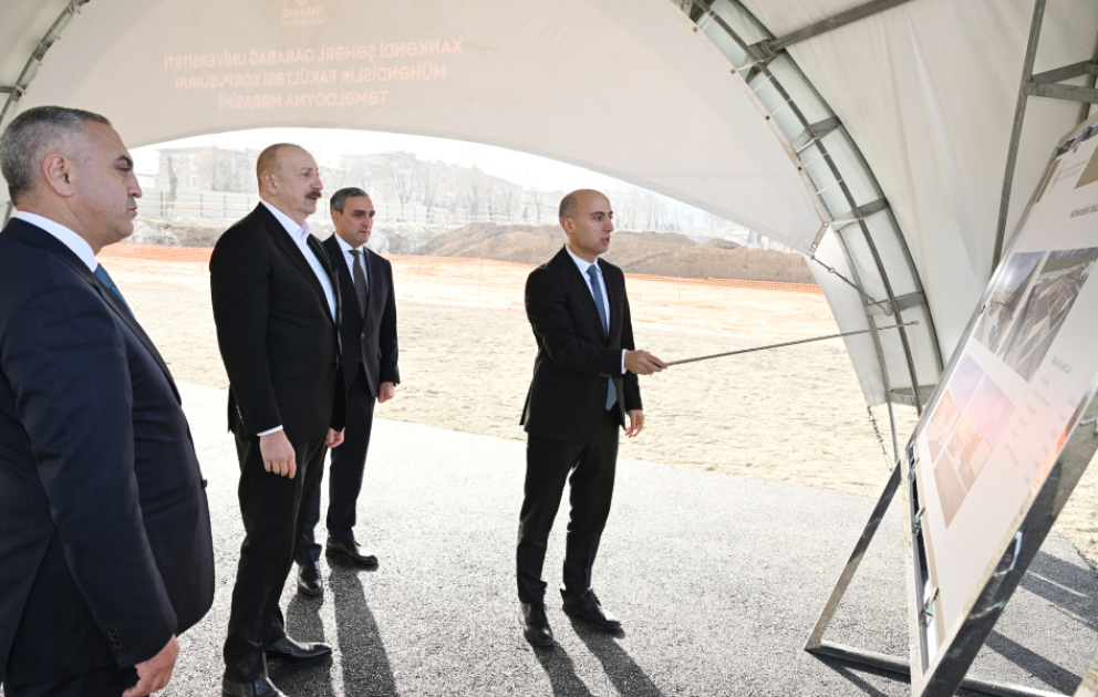 President Ilham Aliyev laid foundation stone for Engineering Faculty building of Garabagh University in Khankendi VIDEO