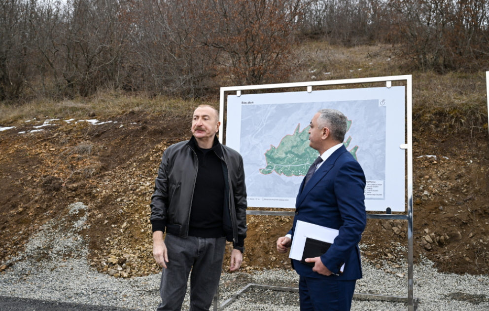 President Ilham Aliyev inspected reconstruction progress in Heyvali village, Aghdara district VIDEO