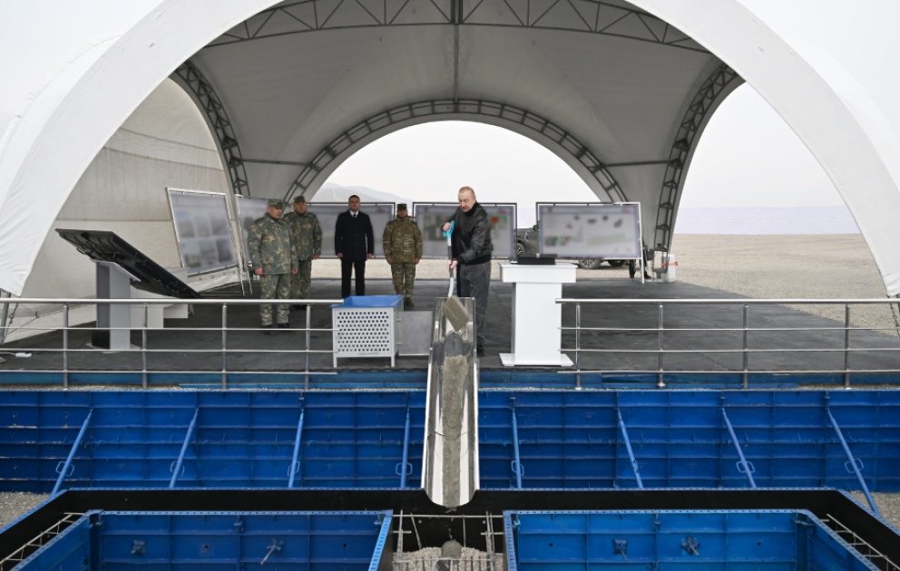 Prezident İlham Əliyev Ağdərə rayonunda Xüsusi Əməliyyat Mərkəzinin təməlini qoyub VİDEO