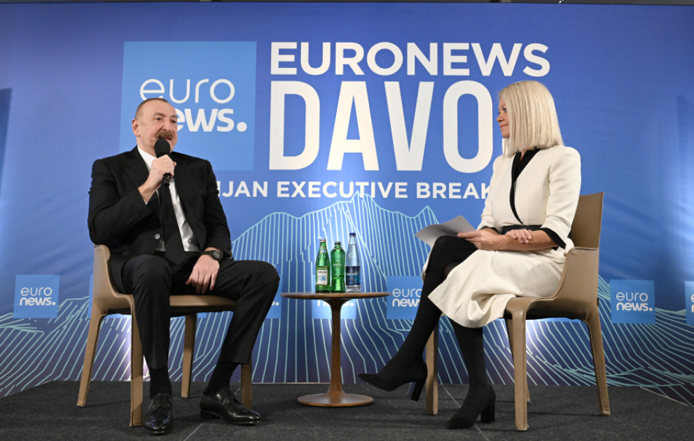Prezident İlham Əliyev Davosda “Euronews” televiziyasına müsahibə verib VİDEO