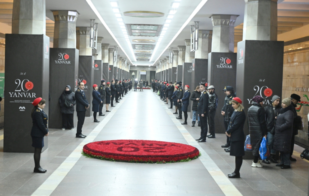 Bakı metrosunda 20 Yanvar şəhidlərinin xatirəsi anılıb VİDEO