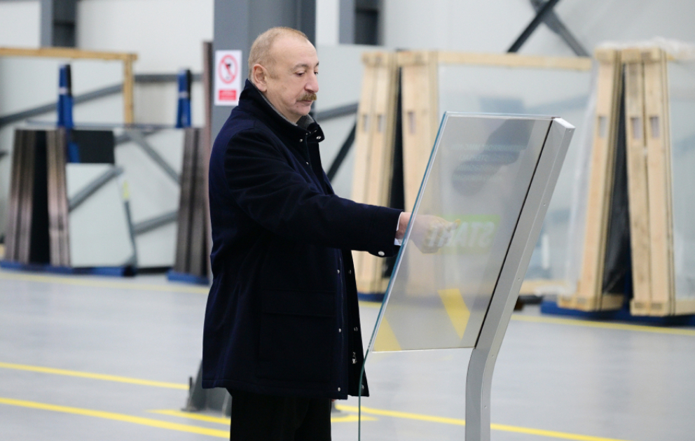 President Ilham Aliyev attended opening of mirror sheet production plant in Sumgayit Industrial Park VIDEO