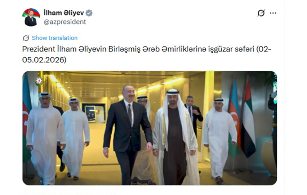 Le compte média du président Aliyev publie une vidéo relative à sa visite de travail aux EAU VİDEO