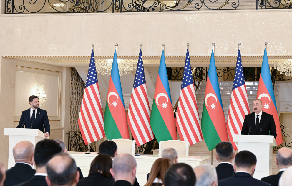 Aserbaidschans Präsident Ilham Aliyev und US-Vizepräsident James David Vance geben Presseerklärungen ab AKTUALISIERT VIDEO