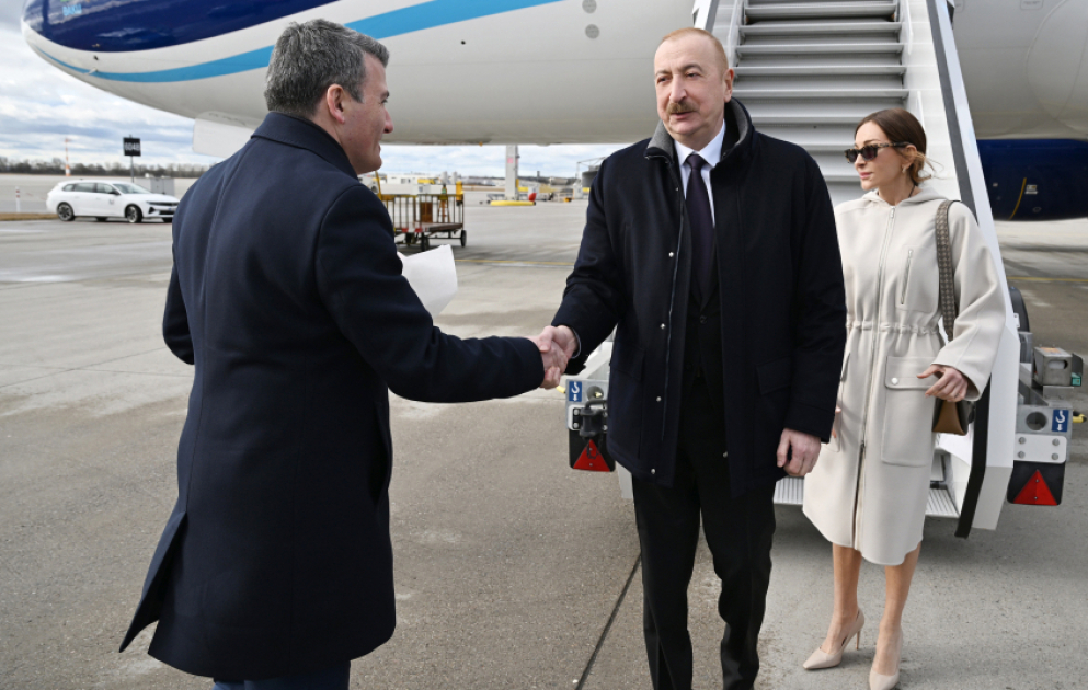 Prezident İlham Əliyev Almaniyaya səfərə gəlib VİDEO