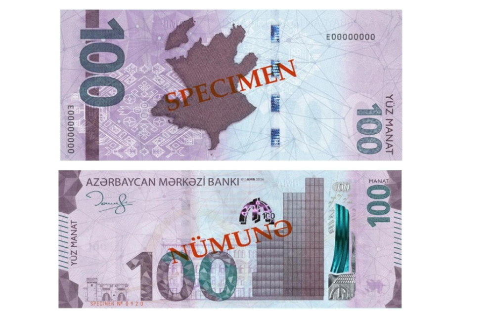 Mərkəzi Bank yenilənmiş 100 manatlıq əsginasları tədavülə buraxır VİDEO