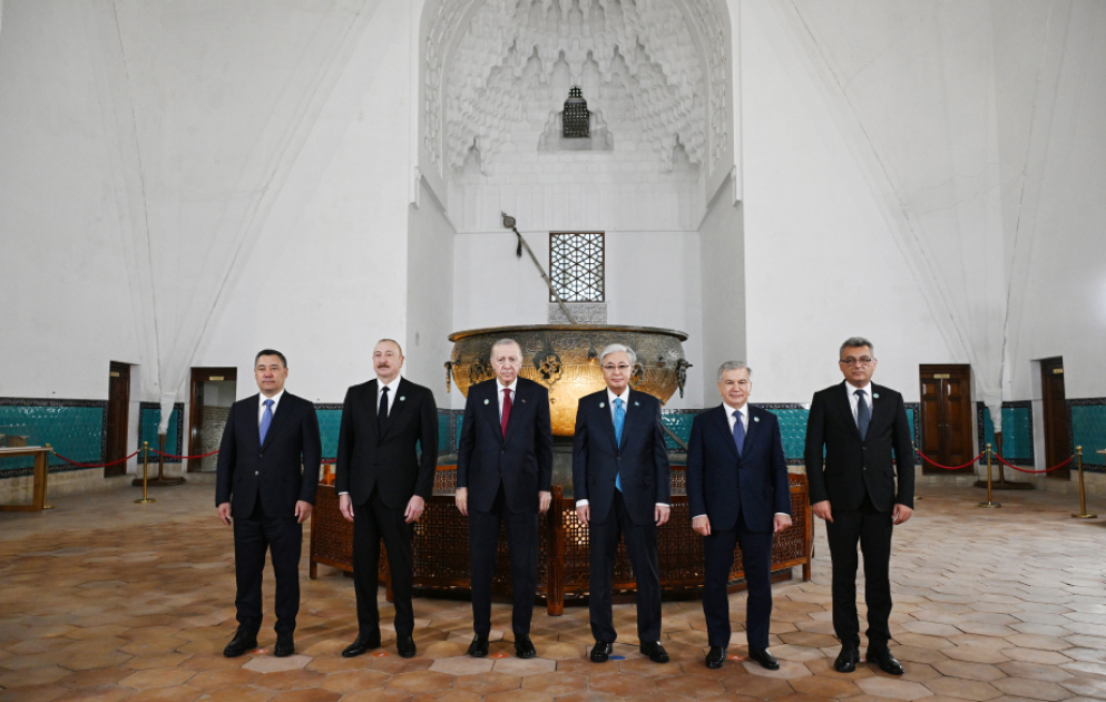 President Ilham Aliyev and other participants of OTS informal summit tour cultural sites in Turkistan VIDEO