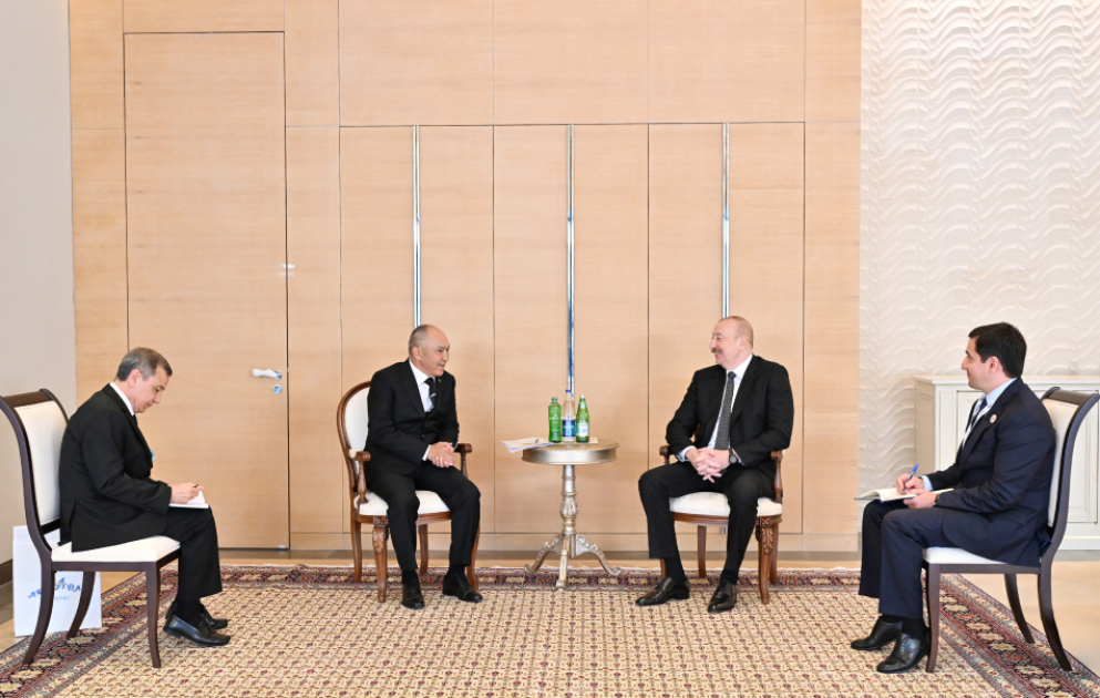 Präsident Ilham Aliyev empfängt Vorsitzenden des Staatlichen Komitees für Bau von Arkadag VIDEO