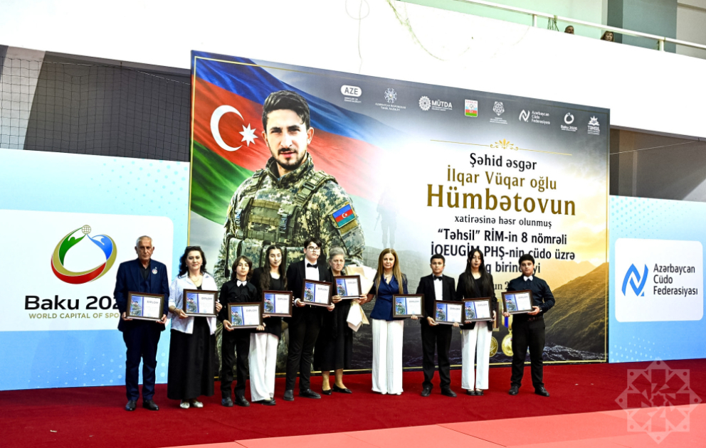 Şəhidin xatirəsinə həsr olunmuş cüdo turnirinin qalibləri mükafatlandırılıb VİDEO