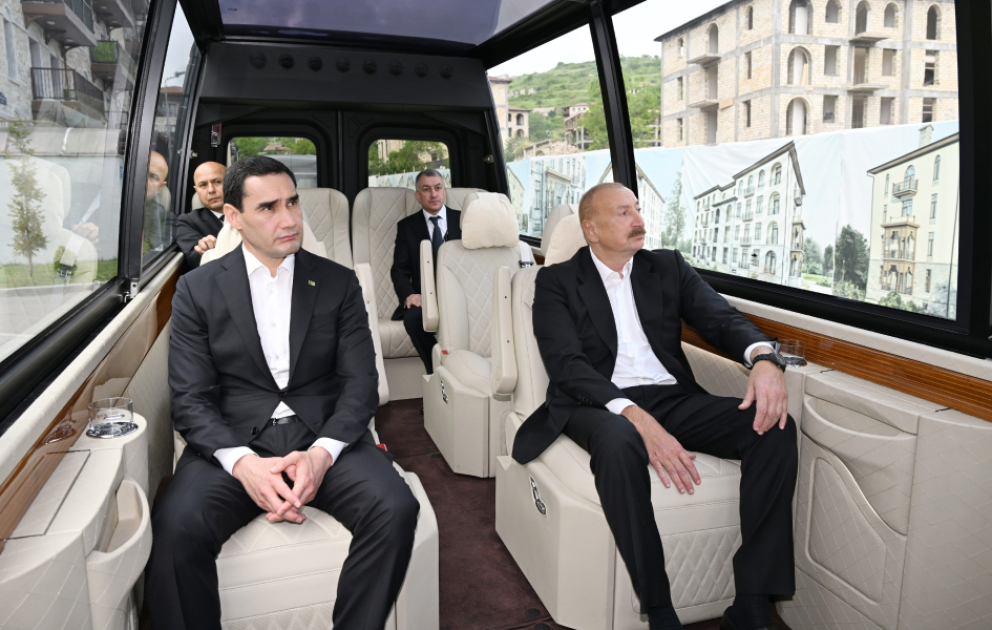 Presidents of Azerbaijan and Turkmenistan visited construction site of Shusha Mosque VIDEO