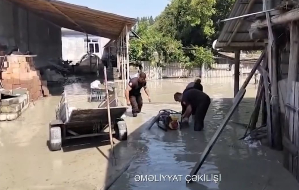 FHN: Balakən və Ağstafada su dolmuş ərazilərdə zəruri tədbirlər davam etdirilir VİDEO