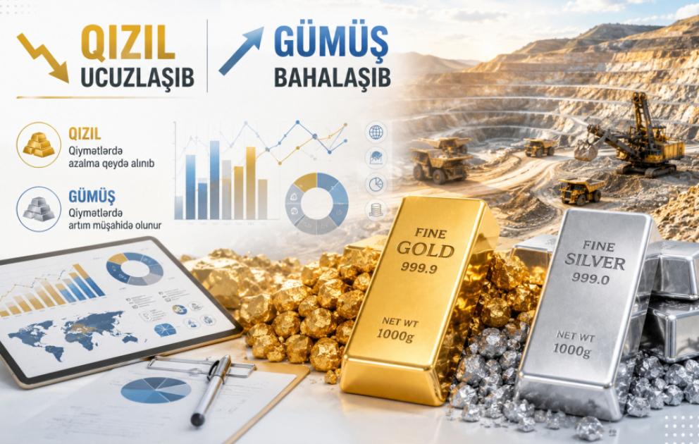 Qızıl ucuzlaşıb, gümüş bahalaşıb VİDEO