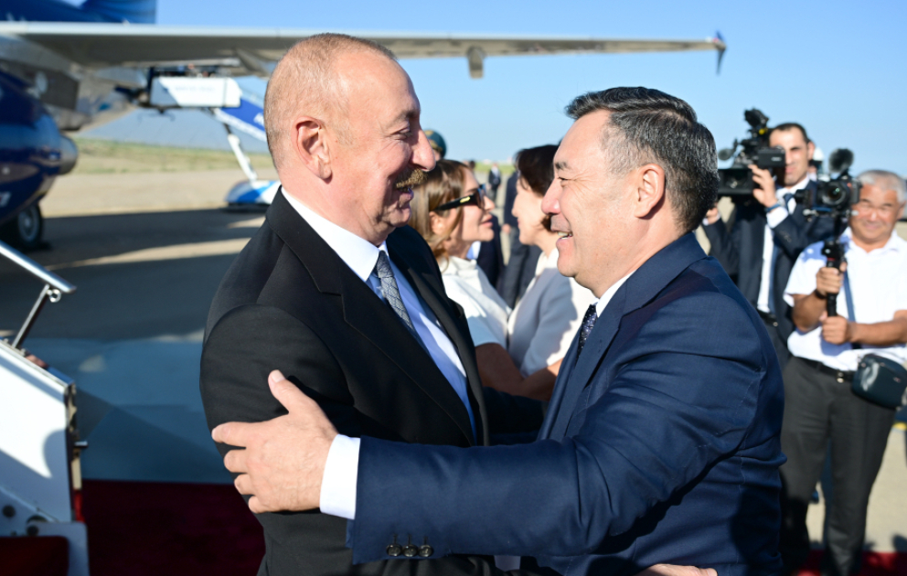 President Ilham Aliyev arrived in Kyrgyzstan for state visit VIDEO