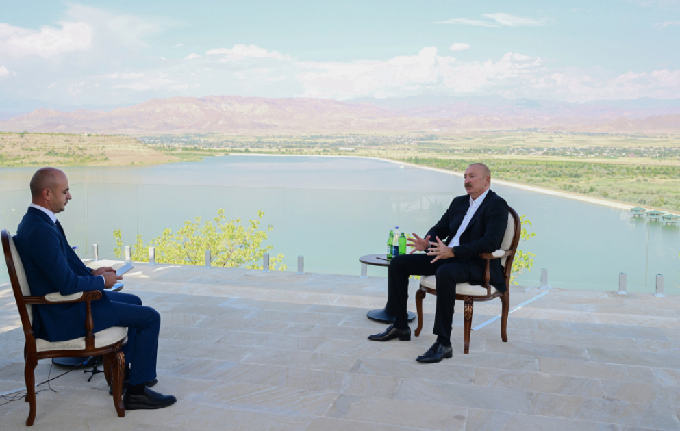 President Ilham Aliyev was interviewed by Azerbaijan Television in Nakhchivan VIDEO