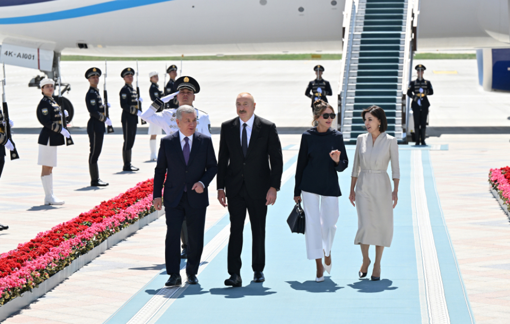 President Ilham Aliyev arrived in Uzbekistan on state visit VIDEO