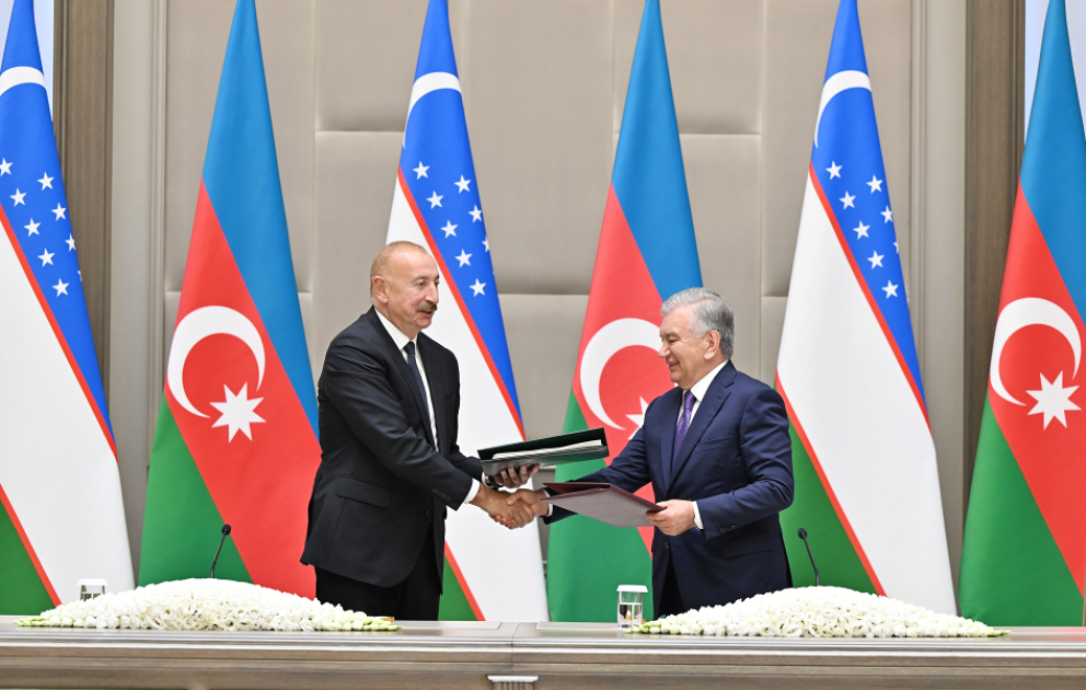 Ceremony for signing and exchanging Azerbaijan–Uzbekistan documents held in Tashkent VIDEO