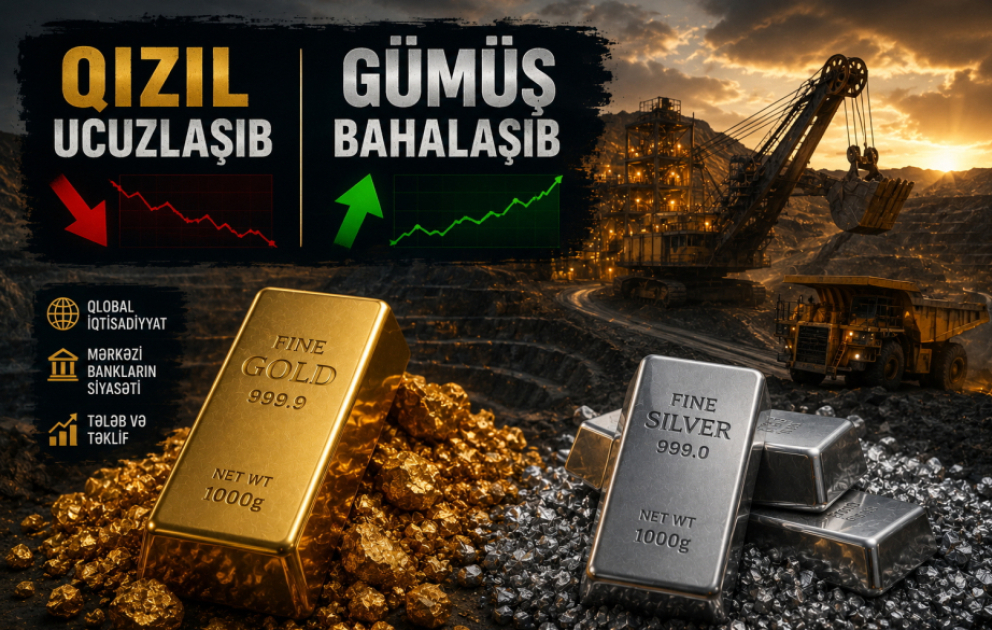 Qızıl ucuzlaşıb, gümüş bahalaşıb VİDEO