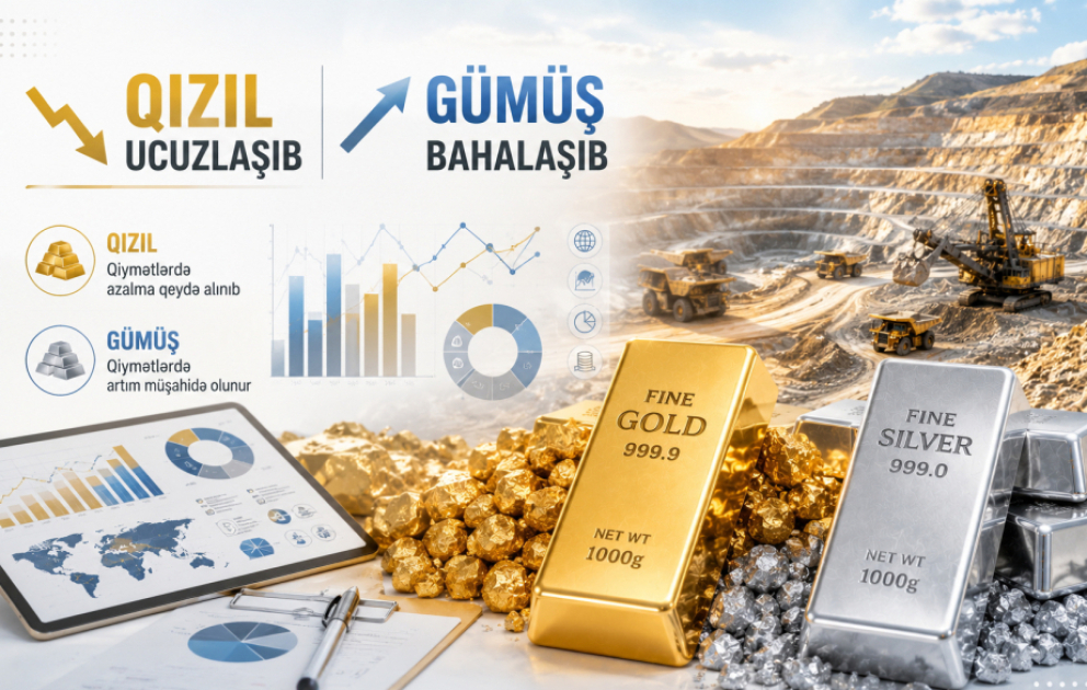 Qızıl ucuzlaşıb, gümüş bahalaşıb VİDEO